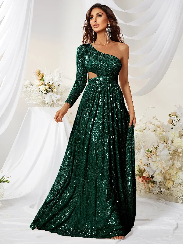 NiDELL New Products in Stock Cross-Border Dress Single Sleeve Side Waist Hollow out Prom Elegant Evening Dress Fishtail Dress-MGW278-1