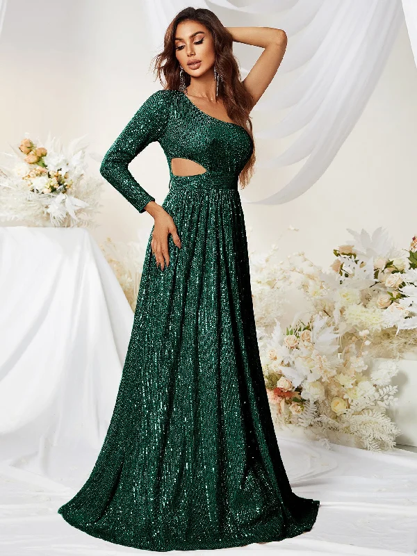 NiDELL New Products in Stock Cross-Border Dress Single Sleeve Side Waist Hollow out Prom Elegant Evening Dress Fishtail Dress-MGW278-1