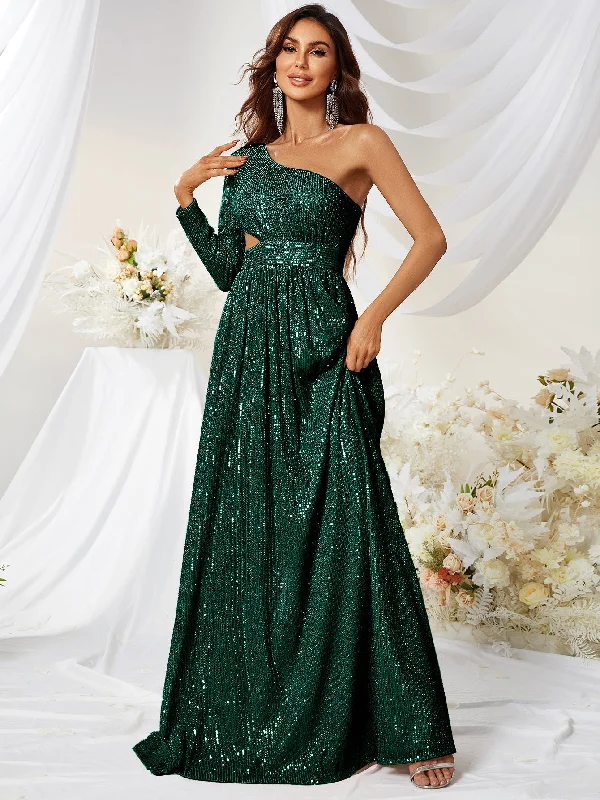 NiDELL New Products in Stock Cross-Border Dress Single Sleeve Side Waist Hollow out Prom Elegant Evening Dress Fishtail Dress-MGW278-1