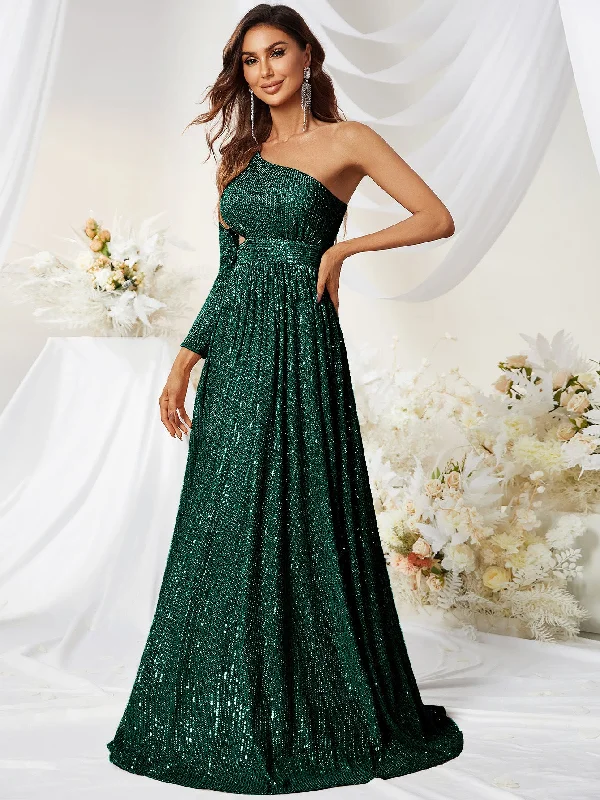 NiDELL New Products in Stock Cross-Border Dress Single Sleeve Side Waist Hollow out Prom Elegant Evening Dress Fishtail Dress-MGW278-1