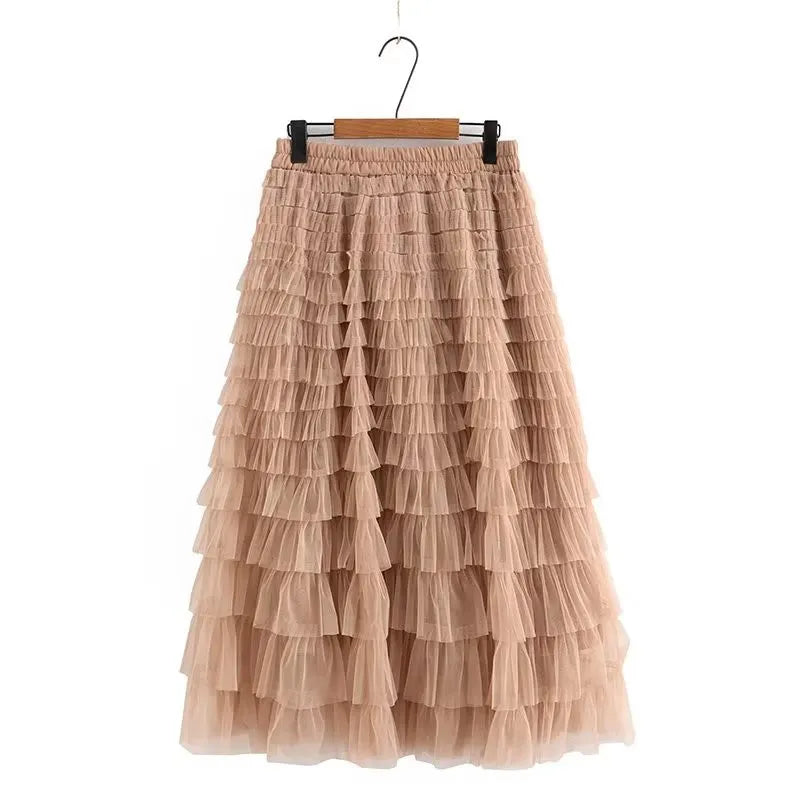 Plus Size Layered Mesh Skirt