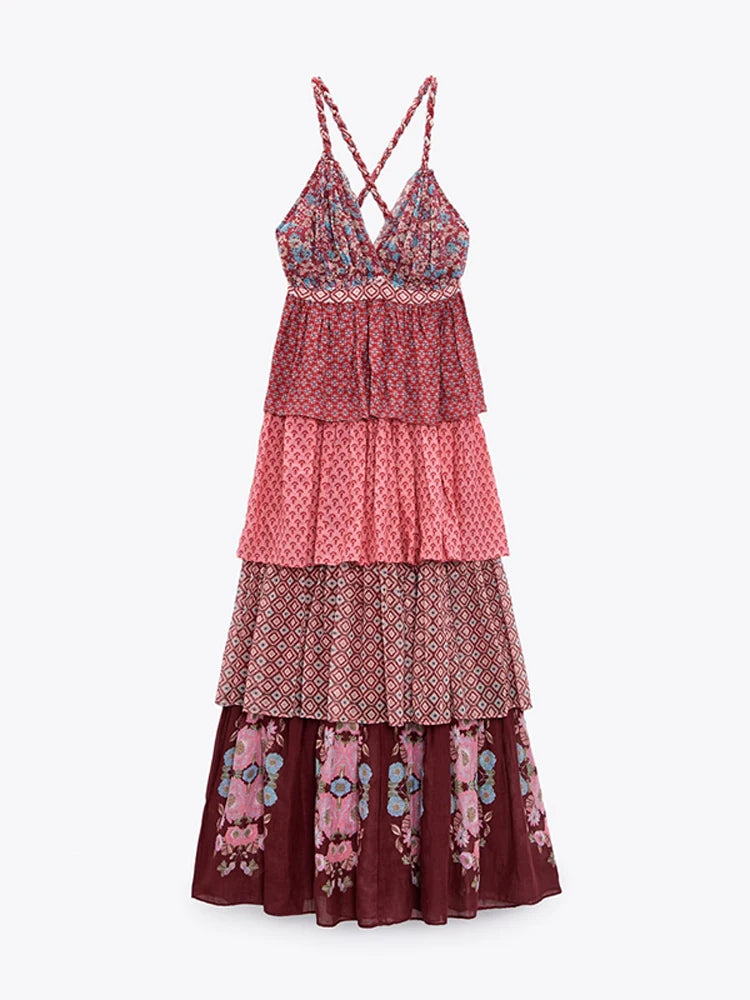 Vintage Style Bohemian Patchwork Sun Dress