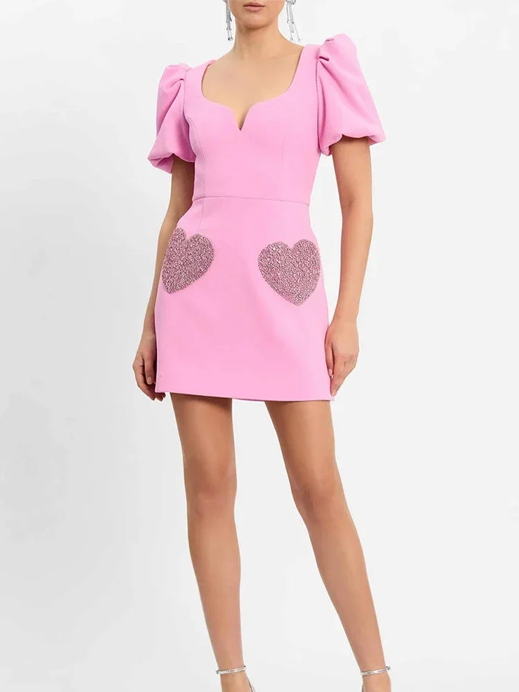 Sweetheart Puff Sleeve Dress