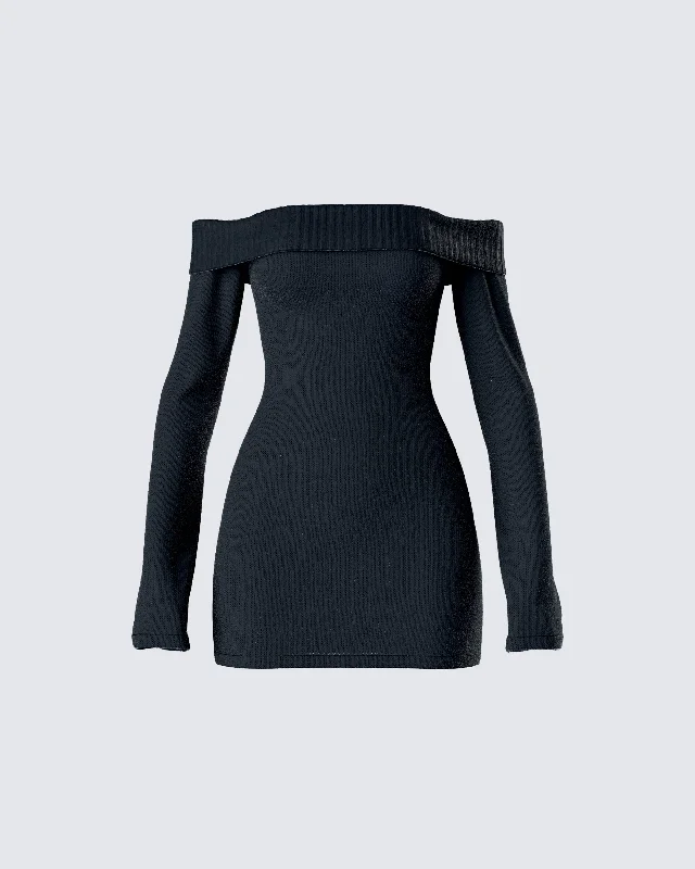 Abeni Black Sweater Mini Dress