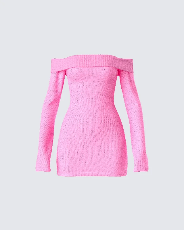 Abeni Pink Sweater Mini Dress