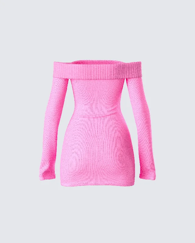 Abeni Pink Sweater Mini Dress