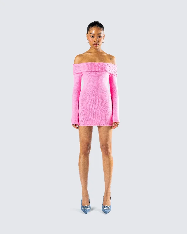 Abeni Pink Sweater Mini Dress