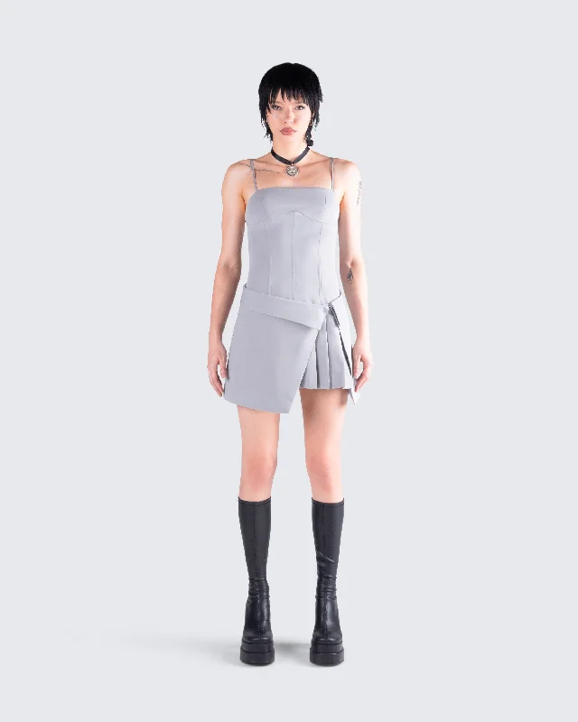 Aeris Grey Corset Mini Dress