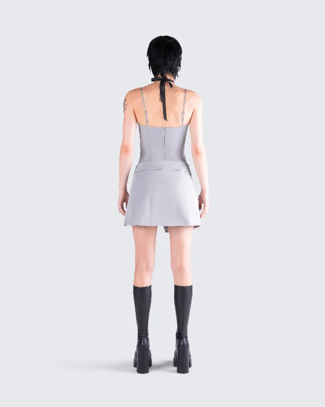 Aeris Grey Corset Mini Dress