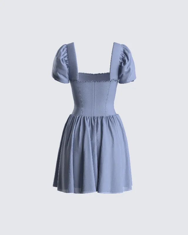 Anilah Baby Blue Poplin Mini Dress