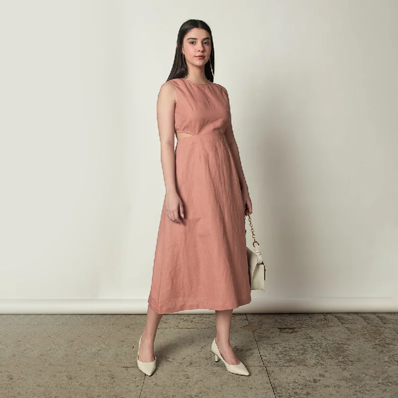 Cut-Out Maxi Dress for Women | Hemp Cotton | Pink