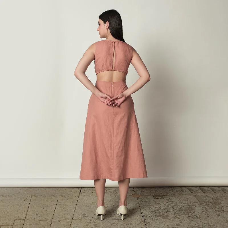 Cut-Out Maxi Dress for Women | Hemp Cotton | Pink