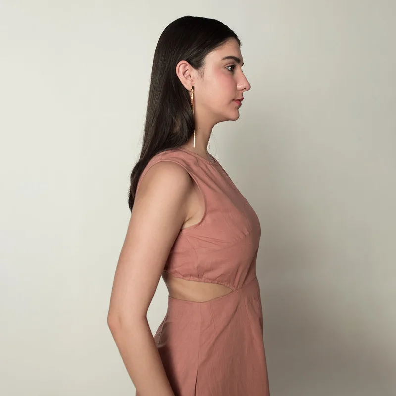 Cut-Out Maxi Dress for Women | Hemp Cotton | Pink