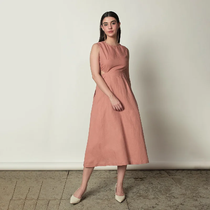 Cut-Out Maxi Dress for Women | Hemp Cotton | Pink