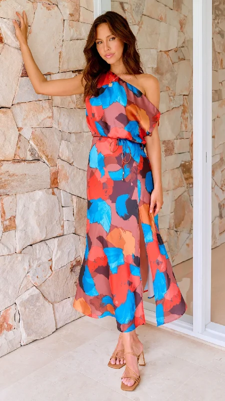 Bama Maxi Dress - Orange / Green Multi