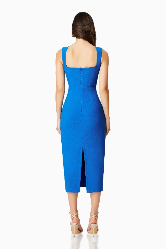 Birch Fitted Midi Dress In Blue