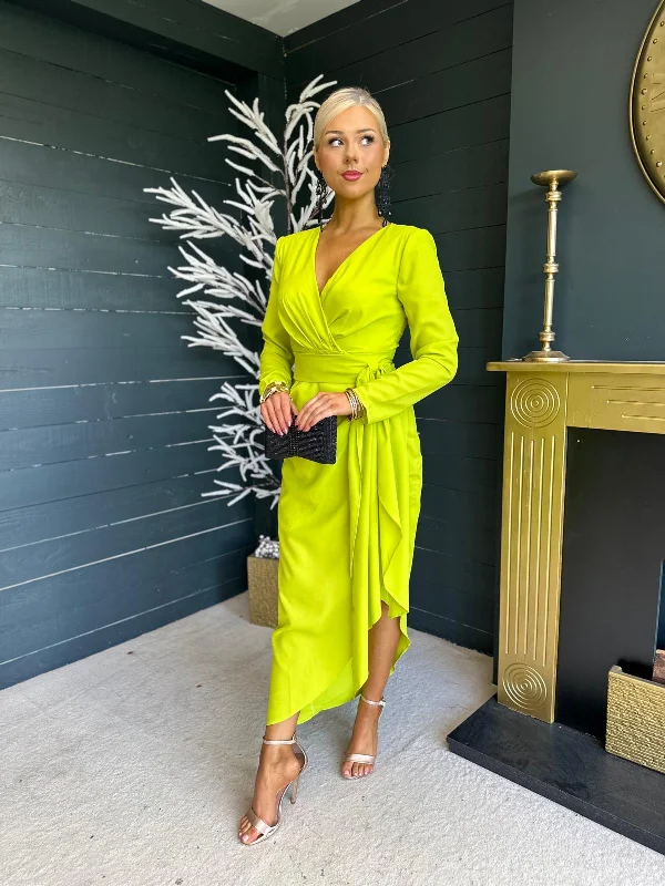 Bria Wrap Maxi Dress Lime