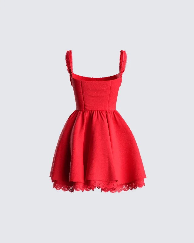 Brit Red Poplin Mini Dress