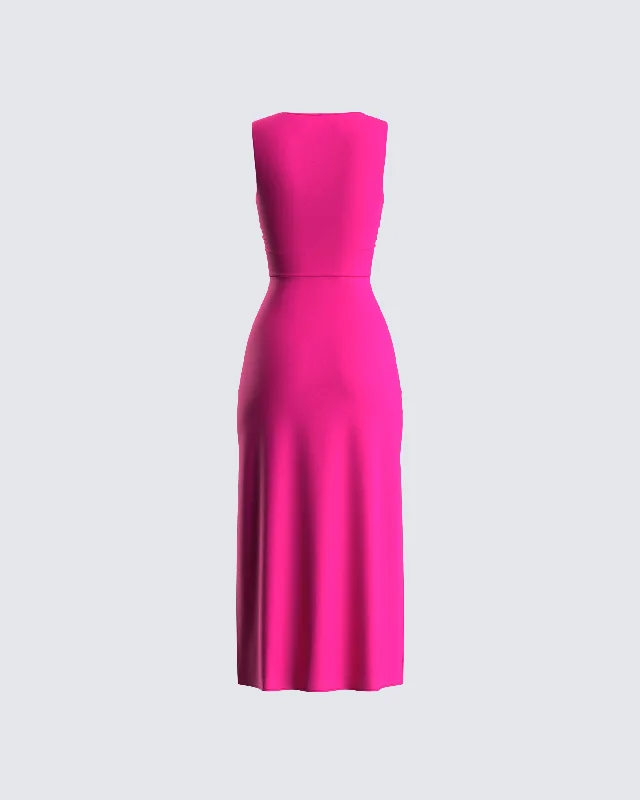 Calliope Hot Pink Midi Dress