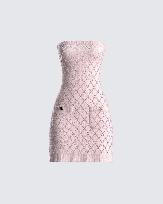 Celine Pink Pattern Knit Mini Dress