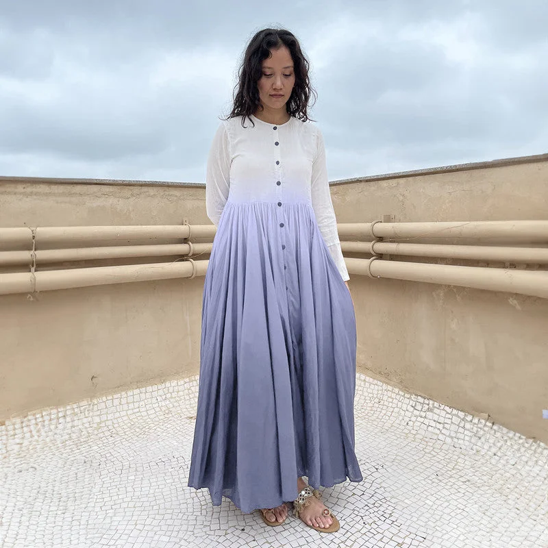 Pure Cotton Maxi Dress | Ombre-Dyed | Ash