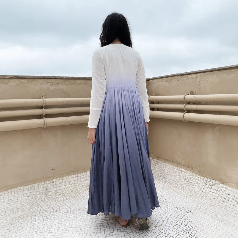 Pure Cotton Maxi Dress | Ombre-Dyed | Ash