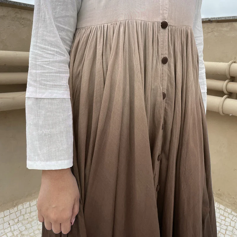 Pure Cotton Maxi Dress | Ombre-Dyed | Brown