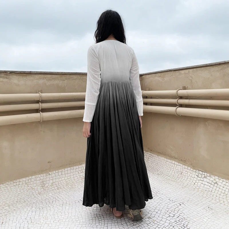 Pure Cotton Maxi Dress | Ombre-Dyed | Charcoal