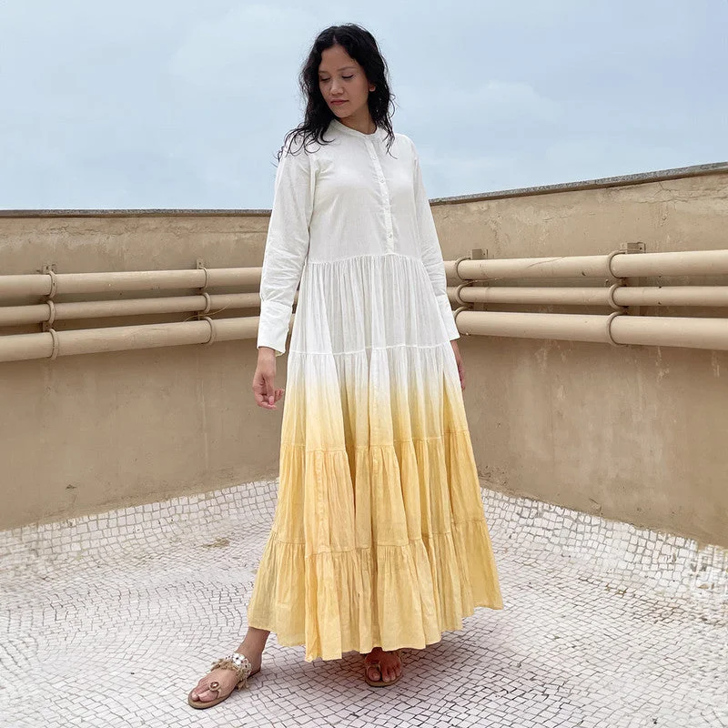 Pure Cotton Maxi Dress | Ombre-Dyed | Yellow