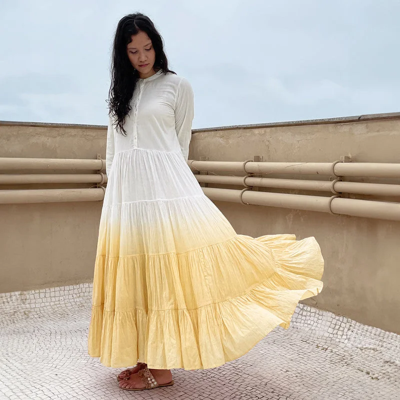 Pure Cotton Maxi Dress | Ombre-Dyed | Yellow