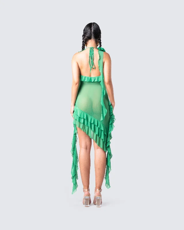 Christine Green Ruffled Mini Dress