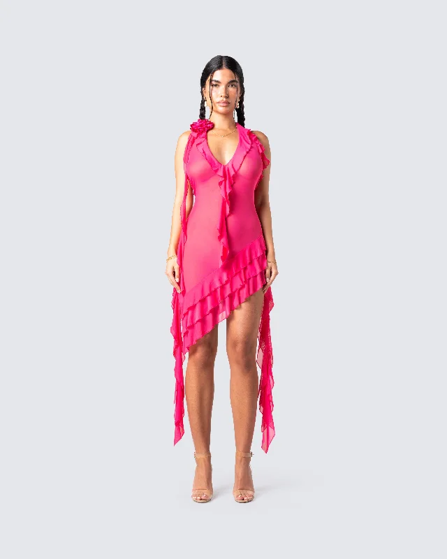 Christine Pink Ruffled Mini Dress