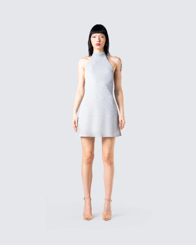 Cinder Grey Halter Mini Dress