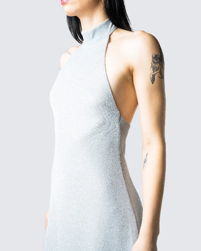 Cinder Grey Halter Mini Dress