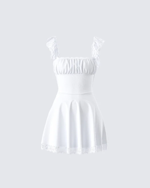 Cove White Lace Trim Mini Dress