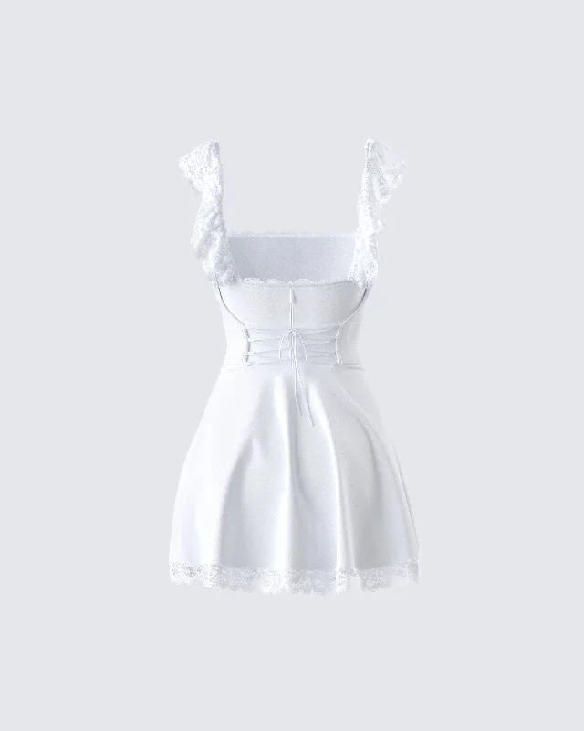 Cove White Lace Trim Mini Dress