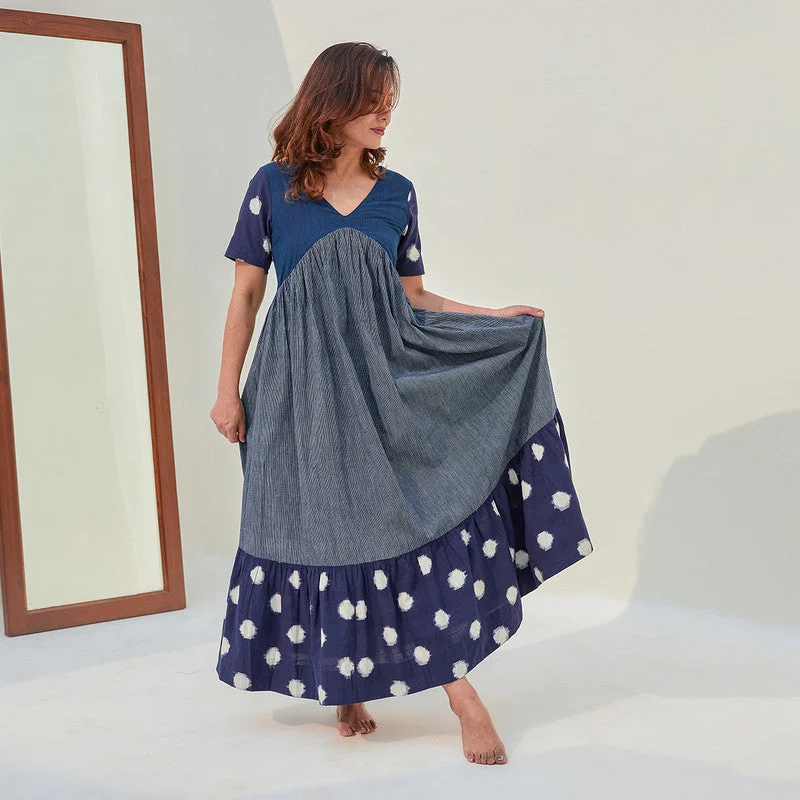 Malkha Cotton Maxi Dress | Ikat Print | Indigo