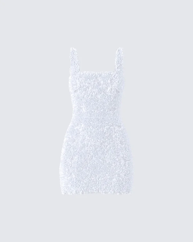 Dallas White Petal Mini Dress