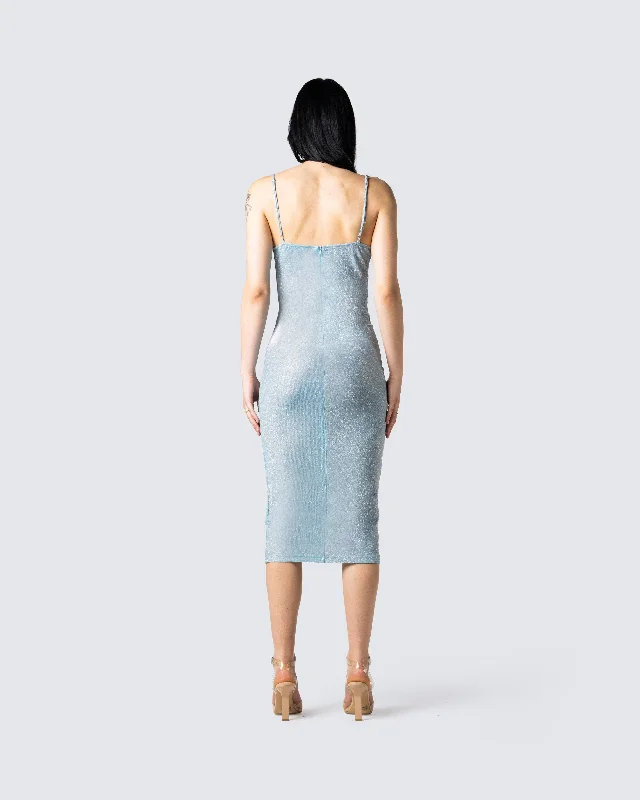 Damian Blue Shimmer Midi Dress