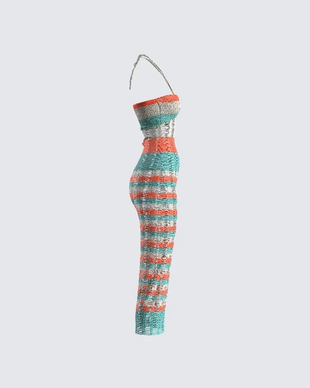 Derica Multi Open Knit Midi Dress