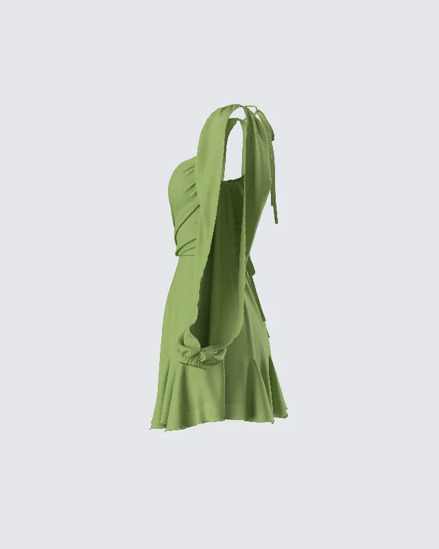 Dori Green Cross Front Mini Dress