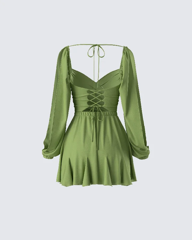 Dori Green Cross Front Mini Dress