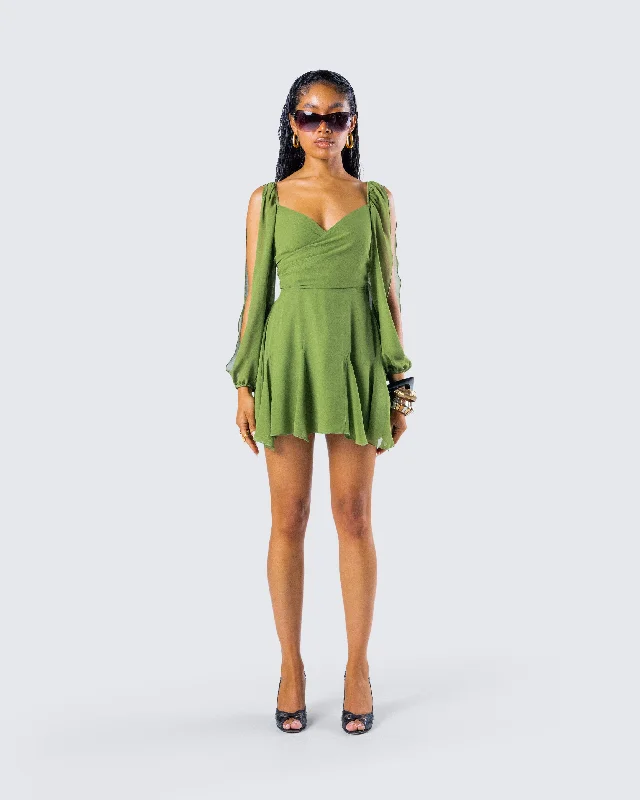 Dori Green Cross Front Mini Dress