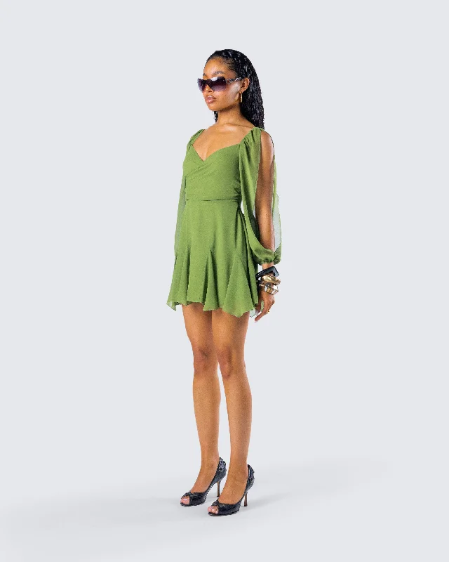 Dori Green Cross Front Mini Dress