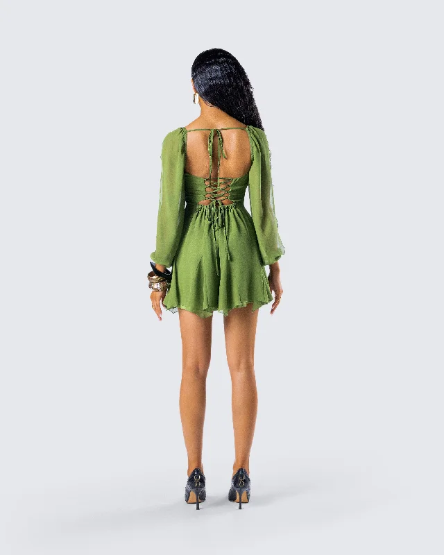 Dori Green Cross Front Mini Dress