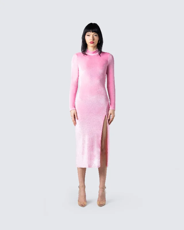 Eira Pink Backless Midi Dress