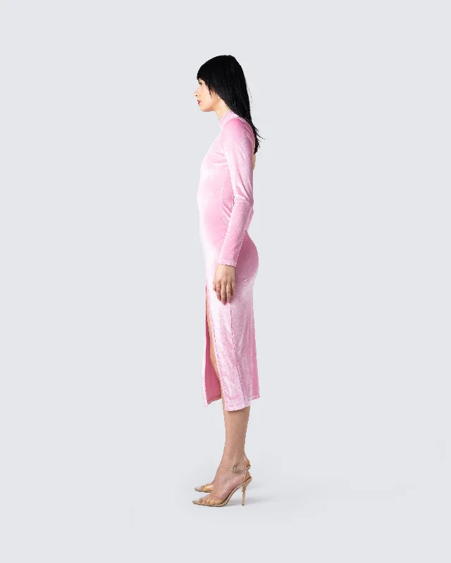 Eira Pink Backless Midi Dress