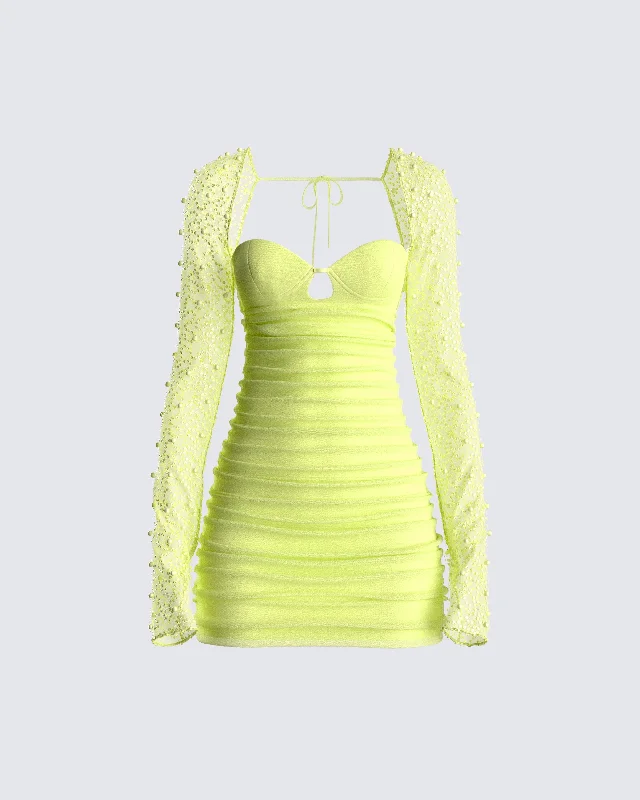 Eloise Lime Green Mesh Mini Dress