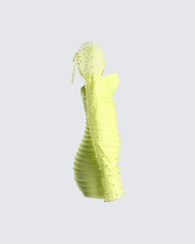 Eloise Lime Green Mesh Mini Dress