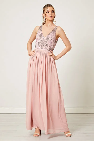 Embellished Maxi Pink Dress